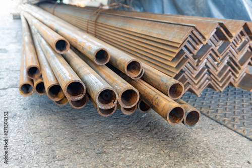 Metal in stock, corner, channel, beam. Metal structures for the assembly of metal products.