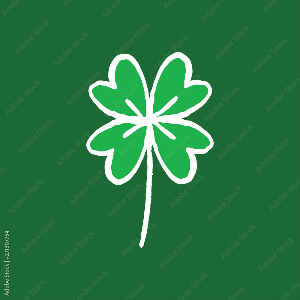 Good luck hand drawn shamrock. Lucky charm doodle.