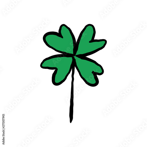 Good luck hand drawn shamrock. Lucky charm doodle.