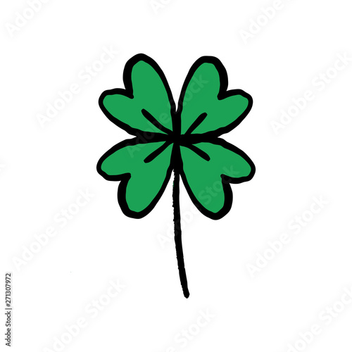 Good luck hand drawn shamrock. Lucky charm doodle.