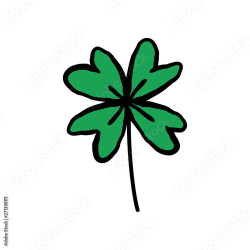 Good luck hand drawn shamrock. Lucky charm doodle.