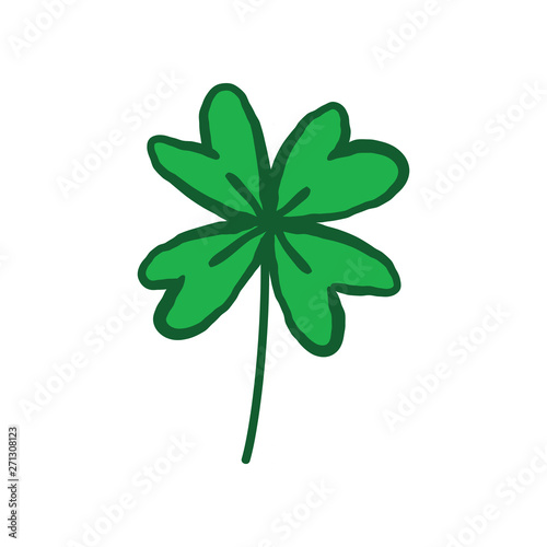 Good luck hand drawn shamrock. Lucky charm doodle.