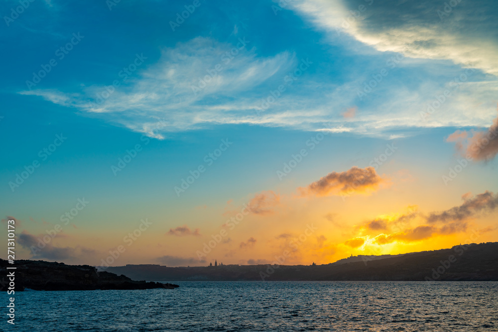 Sunset over mediterranean sea Beautiful cloudscape over the sea, sunrise / sunset shot.