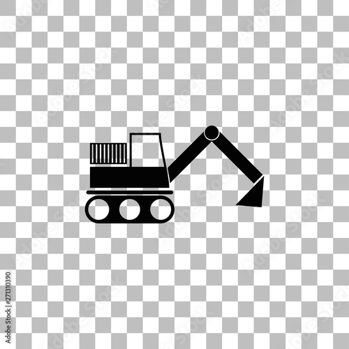 Excavator icon flat