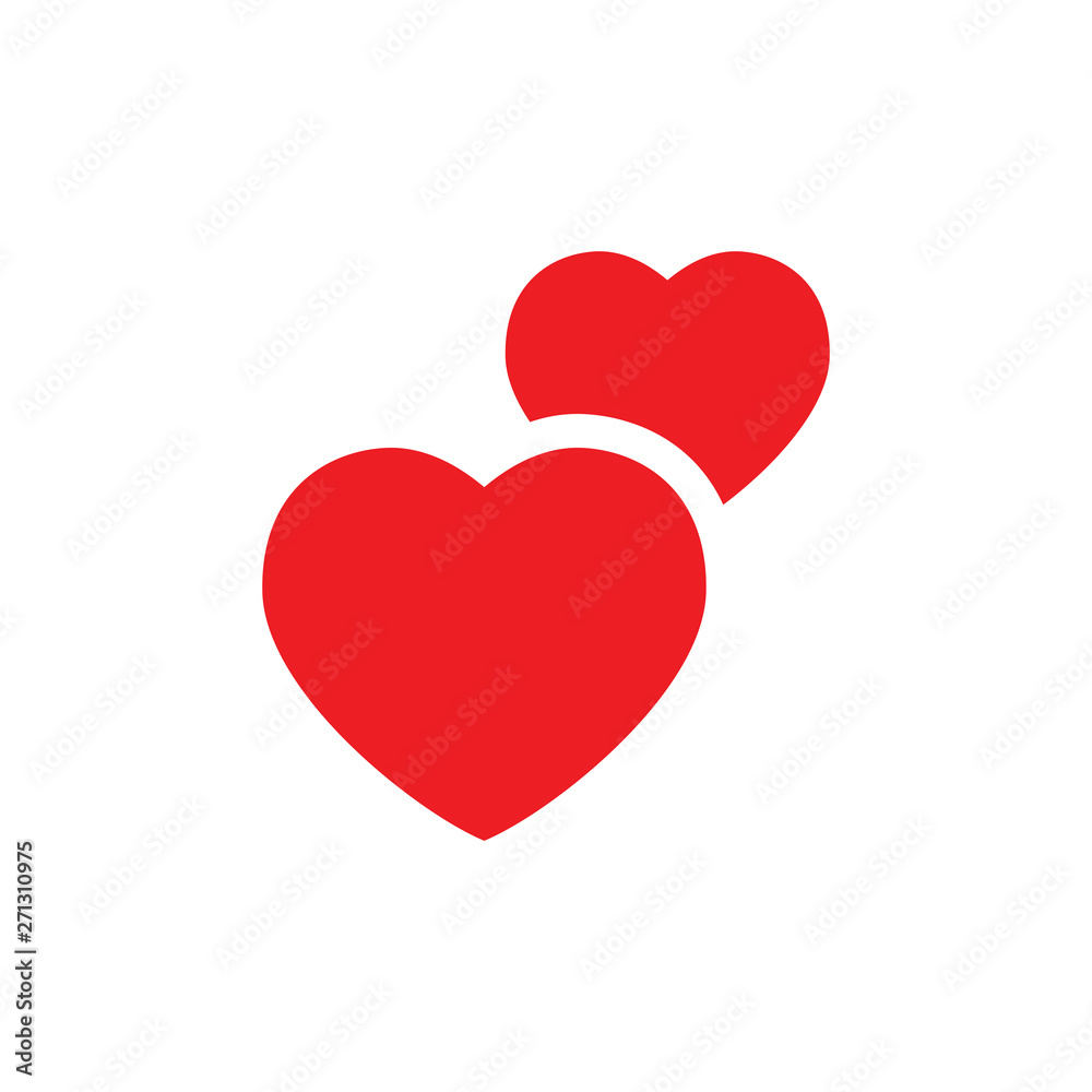 Two hearts vector icon. Double heart symbol of love.