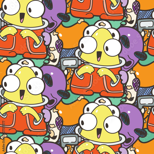Seamless pattern with cute aliens and monsters. Nice for prints  cards  designs and coloring books