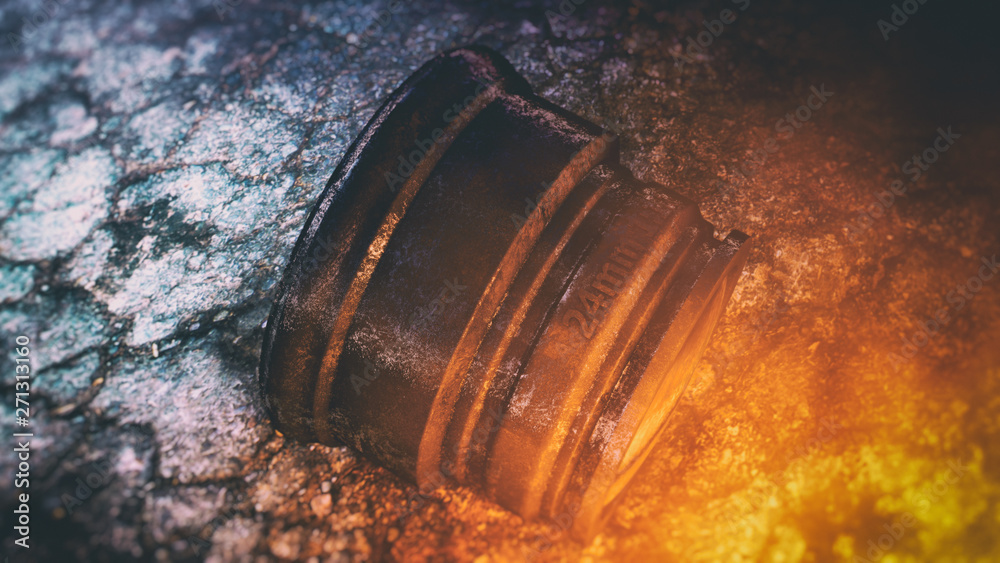 concept art of unique old vintage rusty metal camera lens with soft focus background