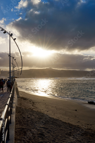 "Las Canteras" - City Beach of Las Palmas in the Winter (December) - Capital of the spanish island Gran Canaria