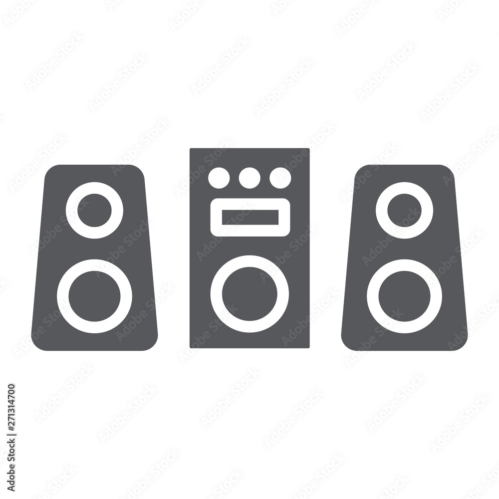 Fototapeta premium Sound system glyph icon, party and music, stereo system sign, vector graphics, a solid pattern on a white background.