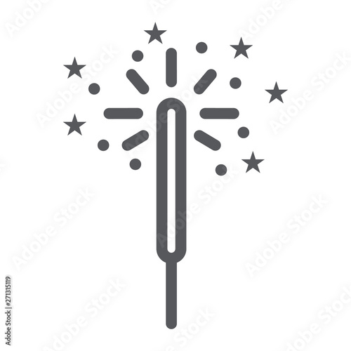 Sparkler line icon, celebration and party, bengal light sign, vector graphics, a linear pattern on a white background.