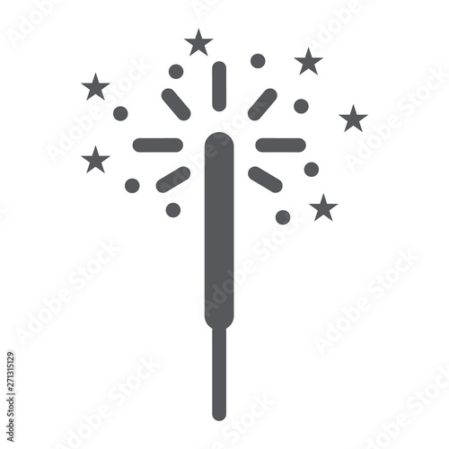 Sparkler glyph icon, celebration and party, bengal light sign, vector graphics, a solid pattern on a white background.