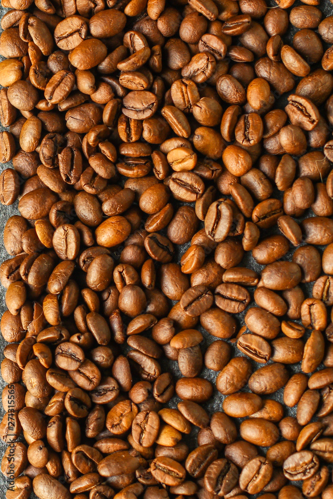 coffee beans (good and bad grain) - arabica and robusta blend (roasted coffee grain). Top view. Copy space coffee beans (good and bad grain) - arabica and robusta blend (roasted coffee grain). Top view. Copy space