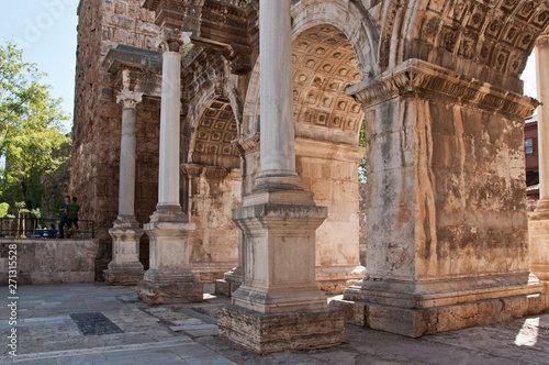 Hadrian's Gate in old town Kaleici district. Antalya, Turkey