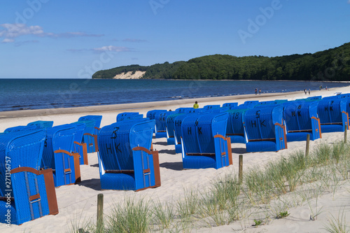 Beach chairs on the beach.