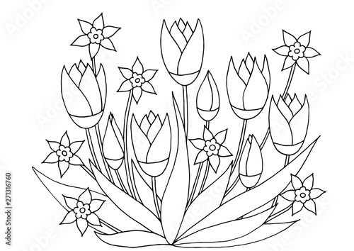 Hand drawn flower patterns for coloring pages