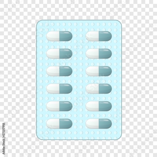 Tablets in a blister icon. Cartoon illustration of tablets in a blister vector icon for web design