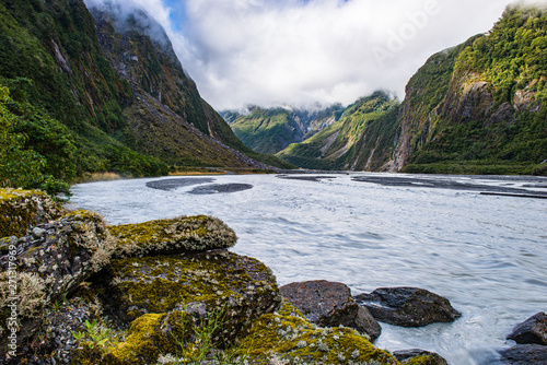 Glacial waters on Hooker Valley Trail, Mount Cook National Park, New Zealand.