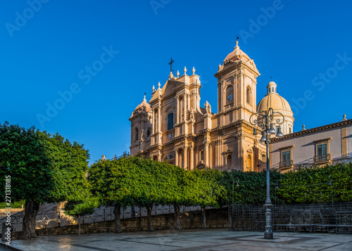 Sicilian baroque cathedral San Nicolo in Sicily, south Italy