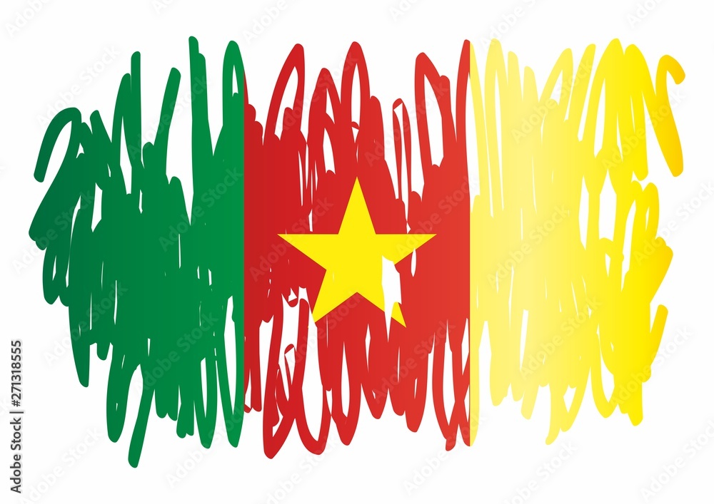 Flag of Cameroon, Republic of Cameroon. Template for award design, an official document with the flag of Cameroon. Bright, colorful vector illustration. Flag of Cameroon, Republic of Cameroon. Template for award design, an official document with the flag of Cameroon. Bright, colorful vector illustration.