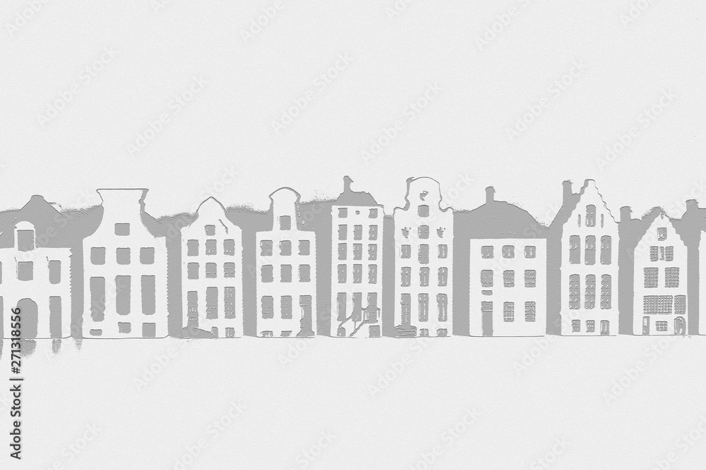 Stunning skyline of historic buildings black and white background