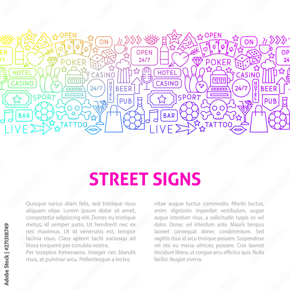 Street Signs Line Design Template