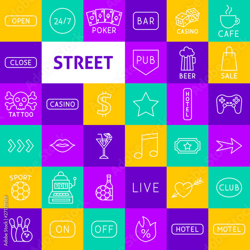 Vector Street Sign Line Icons