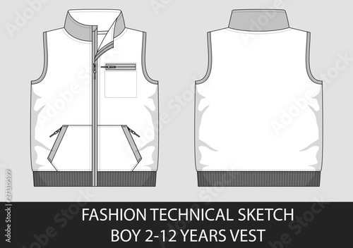Fashion technical sketch for boy 2-12 years vest 