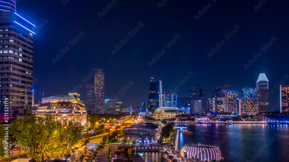 Singapore. The skyline at night.