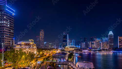 Singapore. The skyline at night.