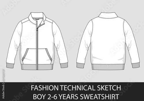 Fashion technical sketch boy 2-6 years sweatshirt