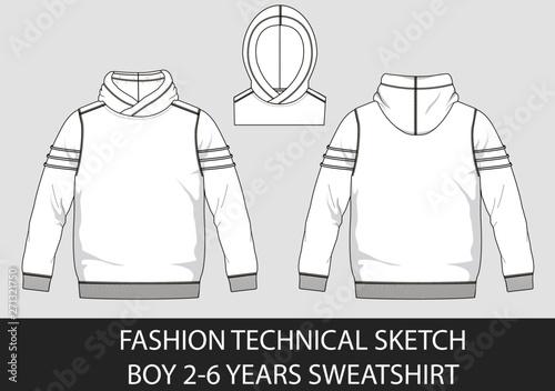 Fashion technical sketch boy 2-6 years sweatshirt