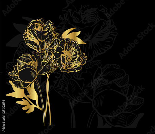 black gold card background floral backdrop elegant
