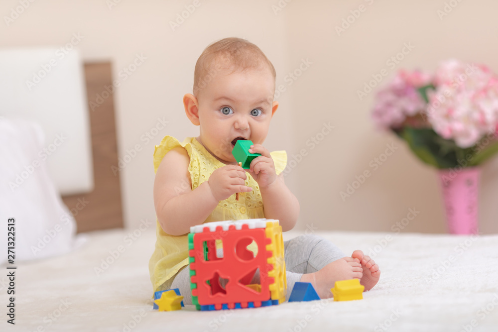 .Baby is sleeping in bed