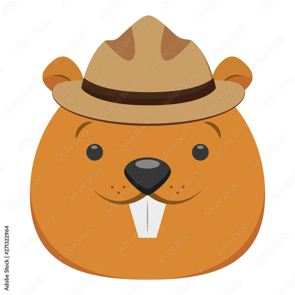 beaver face with hat cartoon character beaver face with hat cartoon character