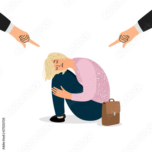 Parental pressure on teenager, bullying vector concept. Depressed student. Bullying and depressed teen school, unhappy teenager illustration