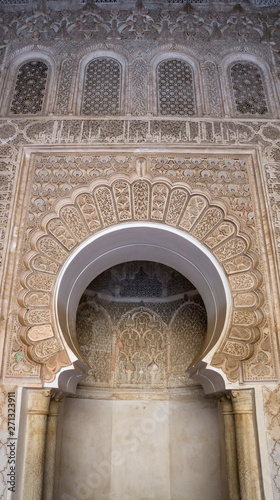 Morocco, Marrakesh, oriental pattern at a building