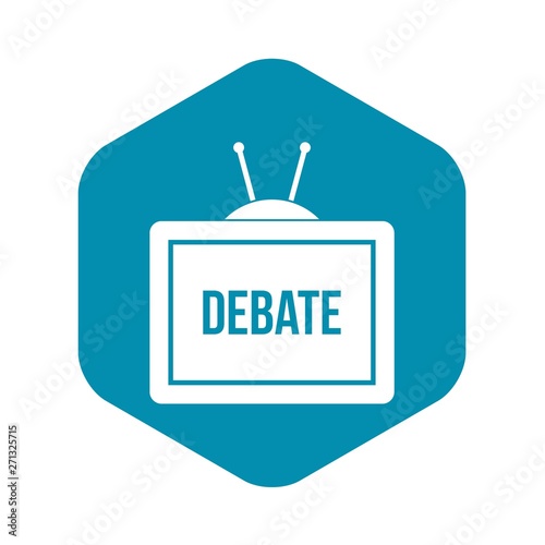 TV with the Debate inscription on the screen icon. Simple illustration of TV with the Debate inscription vector icon for web