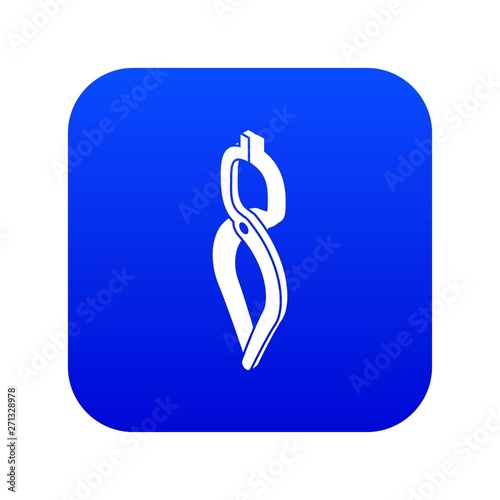 Blacksmith tong icon blue vector isolated on white background