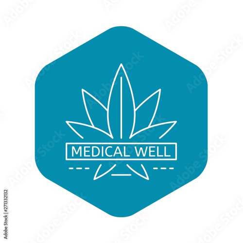 Cannabis medical well logo. Outline cannabis medical well vector logo for web design isolated on white background