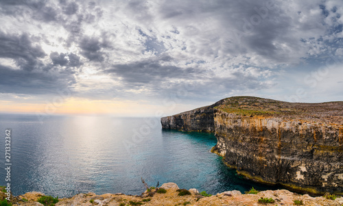 Santa Maria Caves Comino.The Blue Lagoon on Comino Island, Malta Gozo.
