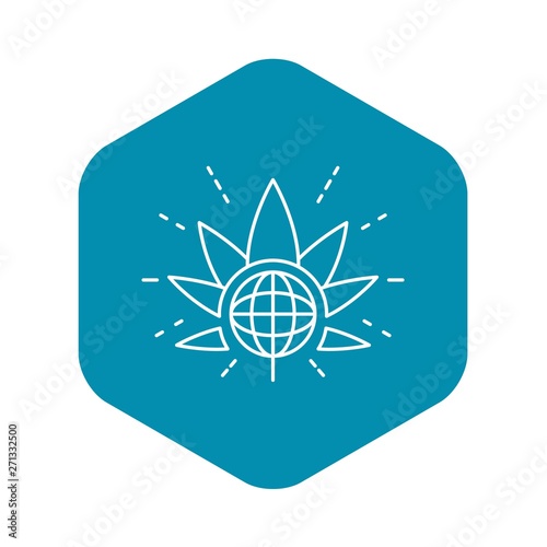 Global marijuana leaf logo. Outline global marijuana leaf vector logo for web design isolated on white background