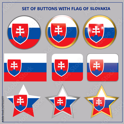 Bright set buttons with flag of Slovakia. Colorful illustration with flag for web design. Illustration with grey background. Free Download Bright set buttons with flag of Slovakia. Colorful illustration with flag for web design. Illustration with grey background. - GFXLoad