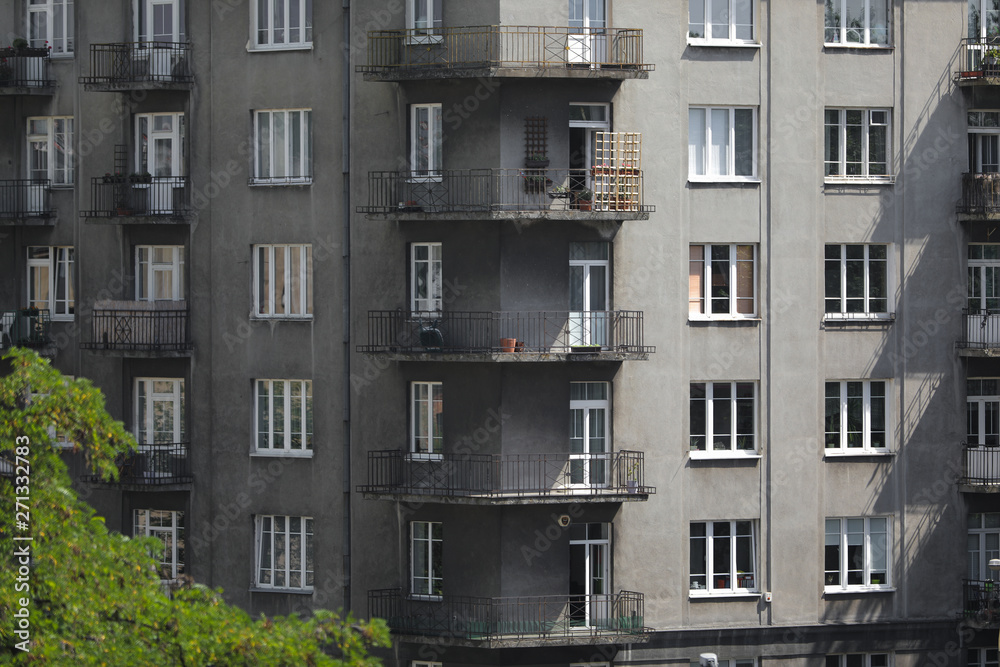 Residential building. Vertical patterns, lines