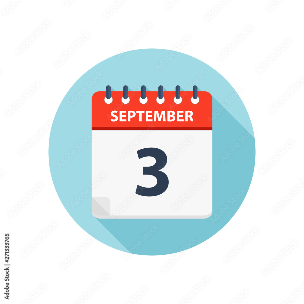 September 3 - Calendar Icon - Round Calendar design template September 3 - Calendar Icon - Round Calendar design template