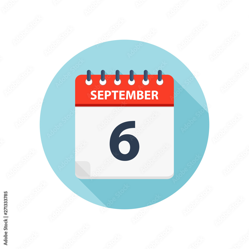 September 6 - Calendar Icon - Round Calendar design template September 6 - Calendar Icon - Round Calendar design template