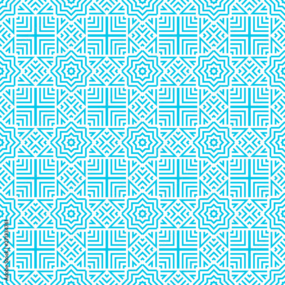 Blue and white pattern with simple geometric ornament