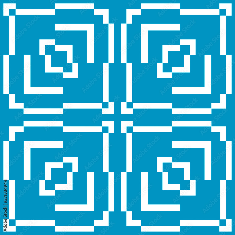 Blue and white pattern with simple geometric ornament Blue and white pattern with simple geometric ornament