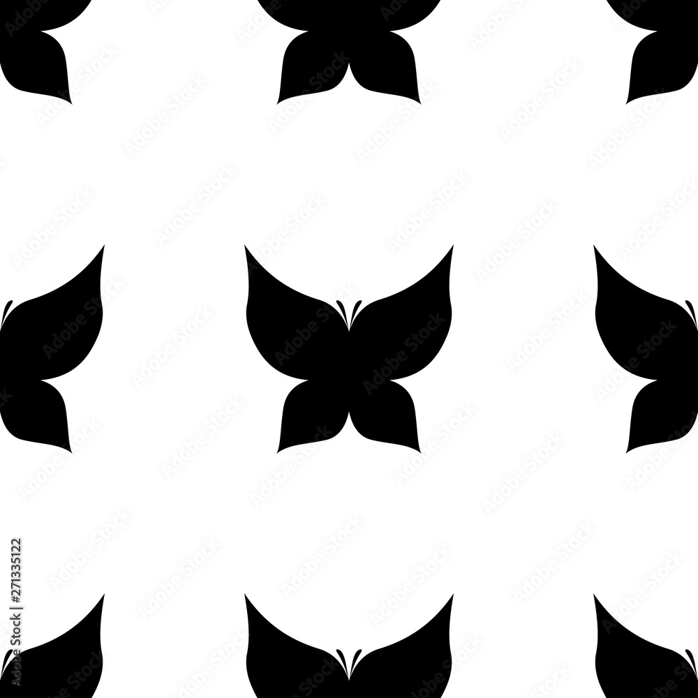 Butterfly in black and white style. Seamless vector pattern for fabric and wallpaper Butterfly in black and white style. Seamless vector pattern for fabric and wallpaper