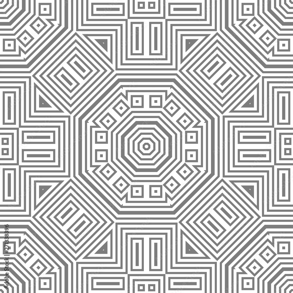 Grey and white pattern with geometric ornament