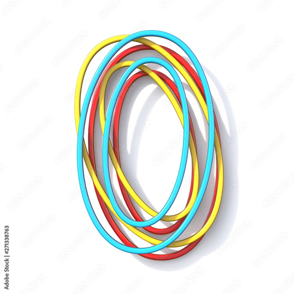 Three basic color wire font number 0 ZERO 3D Three basic color wire font number 0 ZERO 3D